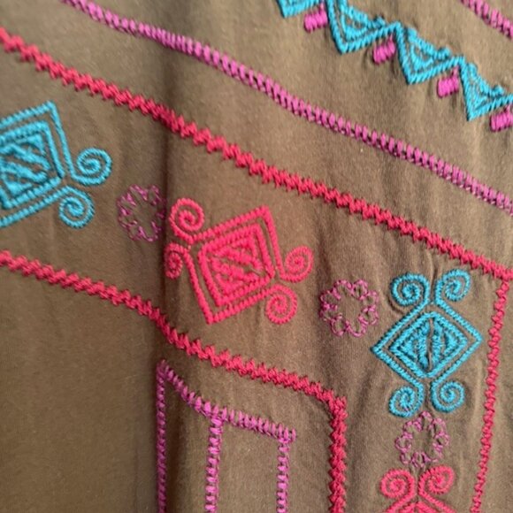 Johnny Was Los Angeles Brown Sleeveless Embroidered Boho Dress Size XL - Picture 4 of 10